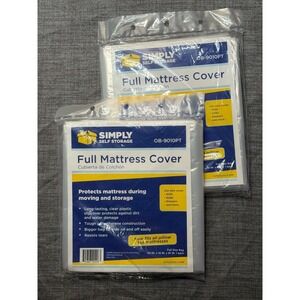 Lot of 2 Simply Self Storage Full Size Plastic Mattress Covers OB-9010PT 54 x 14